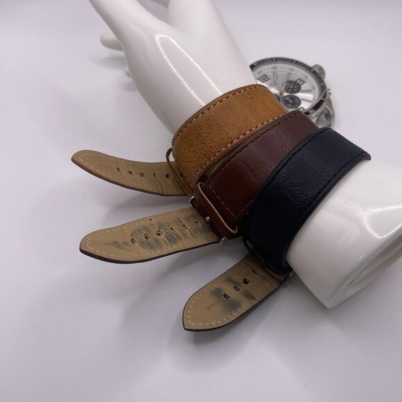 American Exchange Men's Brown Leather 3 PCS. Watch Set - Picture 3 of 12